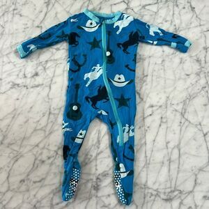 Kickee Pants Western Cowboy Print Footed Pajamas Sz 0-3 Mo